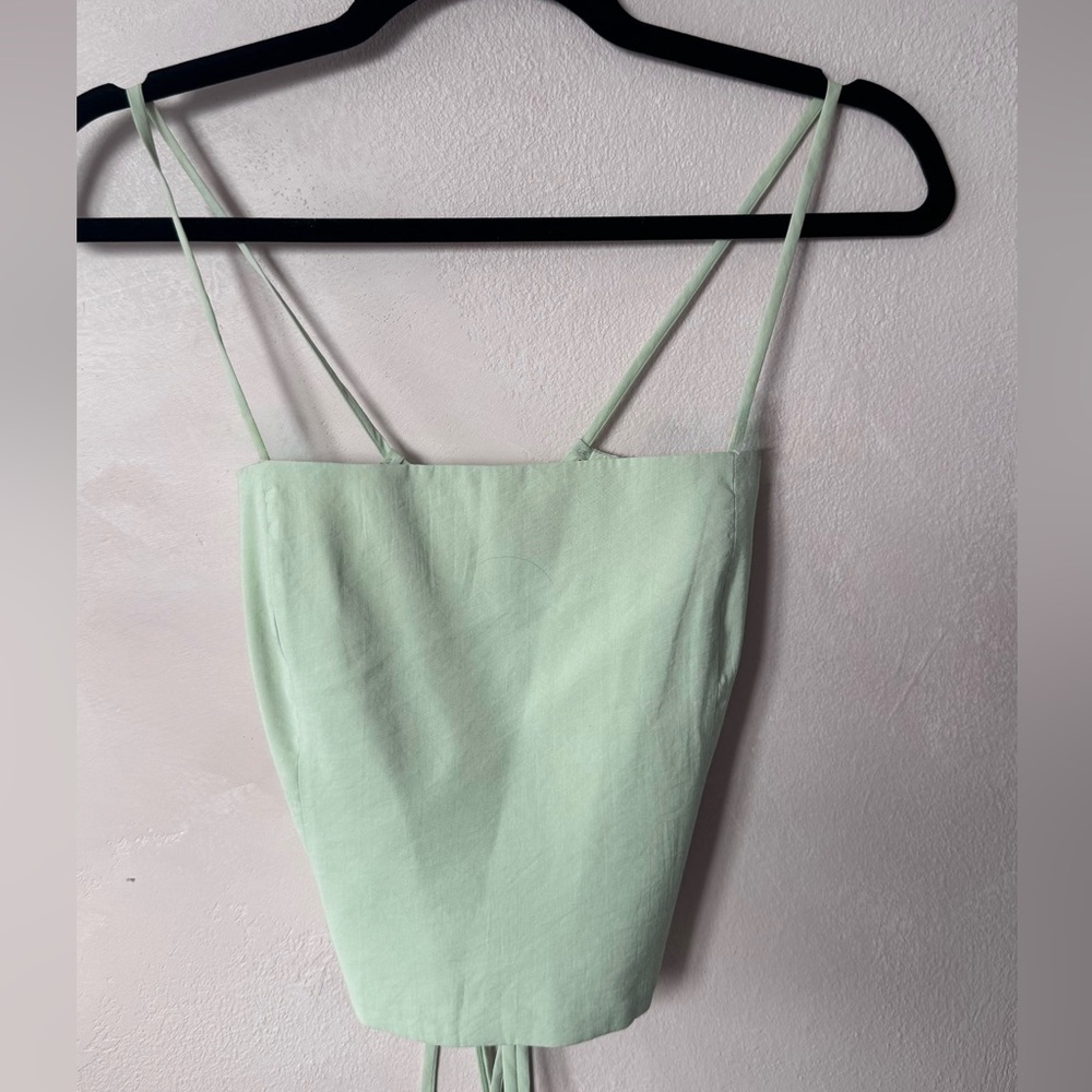 Zara Mint Green Tie Back Crop Top